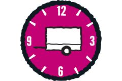 Symbol für Mietanhänger: Anhänger mir Uhr