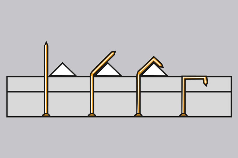 Darstellung verschiedener Arten von Klammern zur Befestigung von Dachziegeln