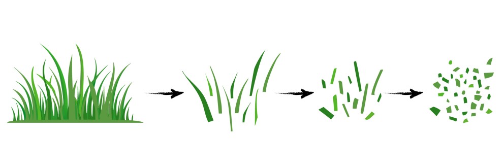 Darstellung des Zerkleinerungsprozesses von Gras