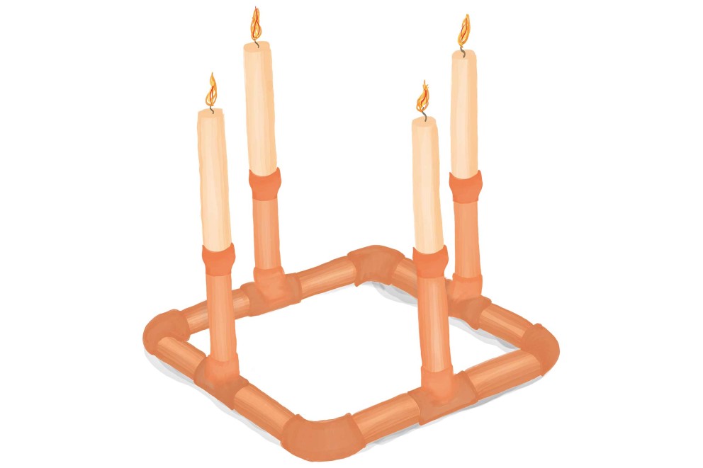 Adventskranz aus Kupferrohren Adventskranz aus Kupferrohren