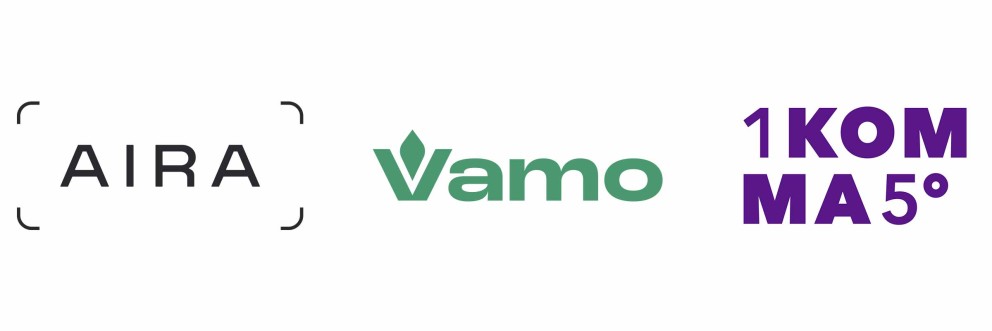 Logos von Aira, Vamo und 1KOMMA5 Grad