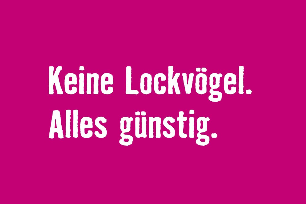 
				Keine Lockvögel. Alles günstig.

			