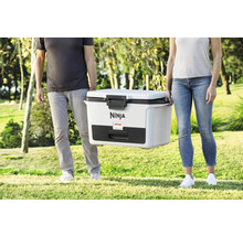 Personen tragen eine Kühlbox der Marke Ninja im Freien.