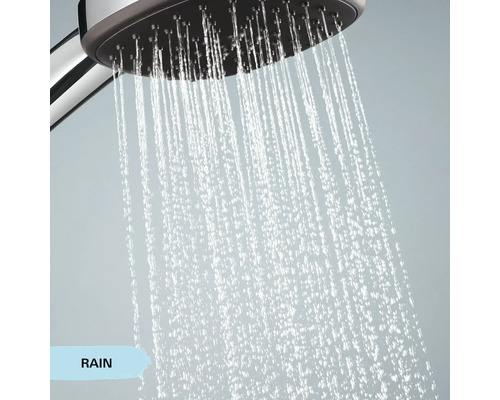 Brausekopf mit Wasserstrahl im Regenmodus
