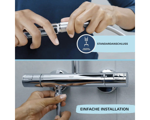 Duscharmatur Installation mit Standardanschluss