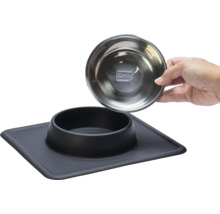 Napf Karlie Dex Silikonnapfständer schwarz ca. 26 x 23 x 4,5 cm mit Edelstahlnapf, spülmaschinenfest, 350 ml