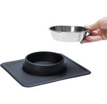 Napf Karlie Dex Silikonnapfständer schwarz ca. 26 x 23 x 4,5 cm mit Edelstahlnapf, spülmaschinenfest, 350 ml