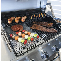 Gasgrill Nexgrill 4B Evolution schwarz 4 Brenner 3,23 kW Grillfläche 44x64 cm + Seitenbrenner inkl. Ablage, Deckelthermometer, Fettauffangschale, Grillbesteckhalter, Seitentisch, Warmhalterost