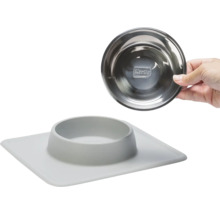 Napf Karlie Dex Silikonnapfständer rot ca. 26 x 23 x 4,5 cm mit Edelstahlnapf, spülmaschinenfest, 350 ml