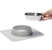 Napf Karlie Dex Silikonnapfständer rot ca. 26 x 23 x 4,5 cm mit Edelstahlnapf, spülmaschinenfest, 350 ml