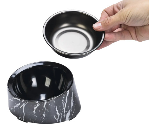 Napf mit Marmoroptik und Edelstahleinsatz
