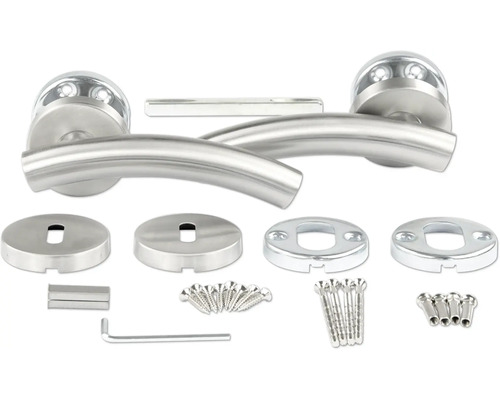 Edelstahl-Türdrücker-Garnitur mit Rosetten und Befestigungsmaterial