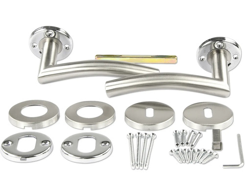 Edelstahl-Türdrücker-Garnitur mit Rosetten und Montagematerial