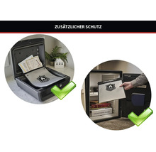 Feuerfeste Dokumententasche als zusätzlicher Schutz für Dokumente in einem Tresor oder einer Dokumentenbox.