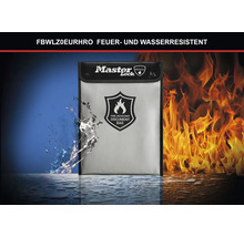 Master Lock feuer- und wasserfeste Dokumententasche zum Schutz von wichtigen Unterlagen vor Feuer und Wasser, Master Lock Logo.