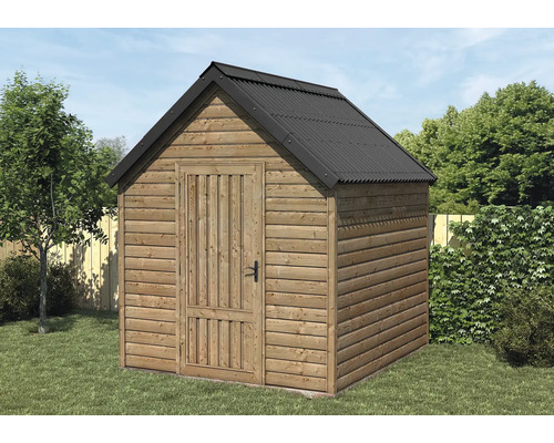 Gartenhaus aus Holz mit Stahltrapezblechdach