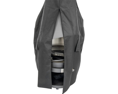 Schutzhülle für einen Grill, aus Stoff mit Taschen.