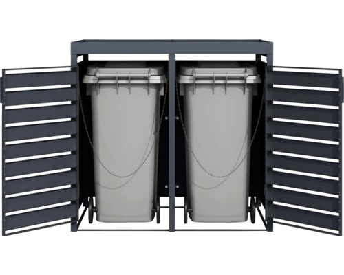 Mülltonnenbox mit zwei Mülltonnen