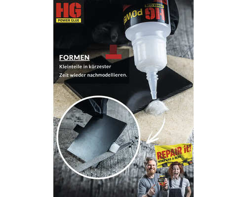 Anwendung von HG Power Glue zum Modellieren von Kleinteilen.
