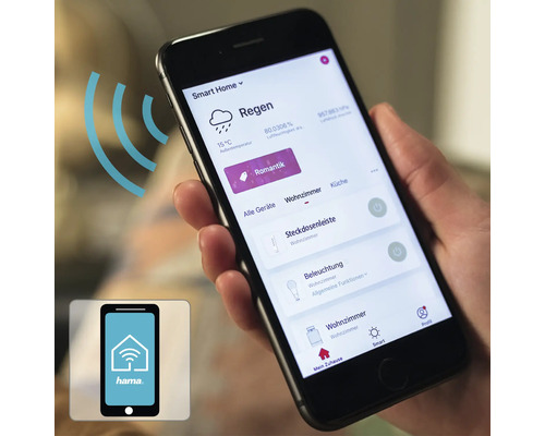 Smartphone mit geöffneter Smart Home App