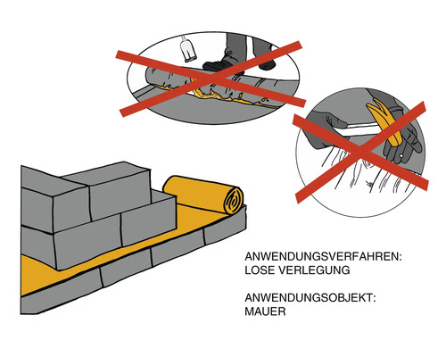 Anwendungsdarstellung lose Verlegung auf einer Mauer