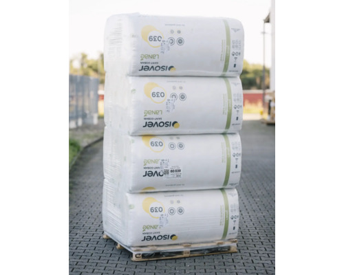 Palette mit Glaswolle-Dämmstoffpaketen Isover Saint-Gobain