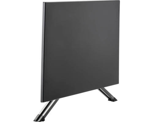 Schwarzer Heizkörper mit Metallfüßen