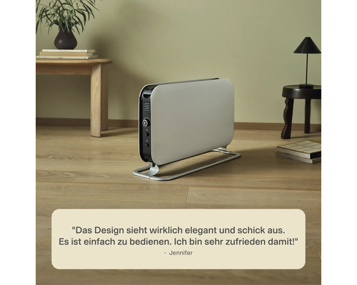 Eleganter, tragbarer Heizkörper im Wohnraum mit Bedienfeld