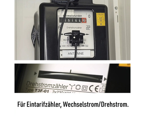 Drehstromzähler für Eintarifzähler, Wechselstrom und Drehstrom.