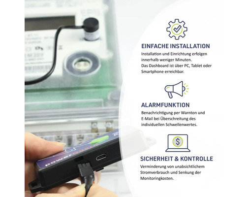 Stromzähler mit Sicherheits- und Kontrollfunktionen zur Reduzierung des Stromverbrauchs.