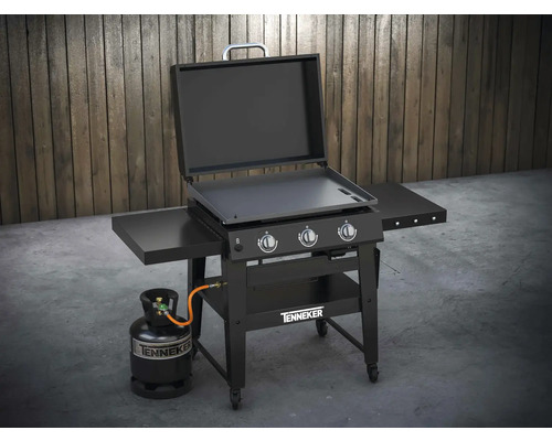 Tenker Gasgrillwagen mit Grillplatte, Seitenablagen und Gasflasche