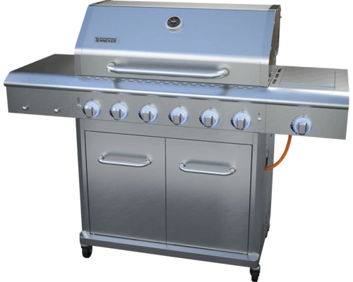 Tenneker Gasgrill mit sechs Brennern, Seitenkochfeld und Unterschrank