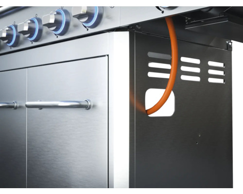 Edelstahl Grill mit Gasanschluss und Bedienelementen