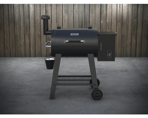 Tenneker Pelletgrill auf Rädern mit Ablagefläche und Fettauffangeimer