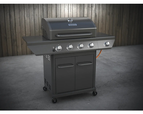 Gasgrill mit vier Brennern, Ablagefläche und Unterschrank