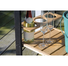Weinregal mit Weinflasche und Sektgläsern