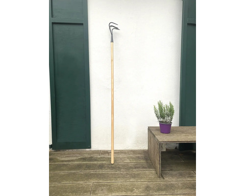 Dreizack-Gartenhacke mit Holzstiel