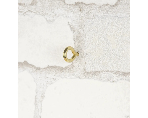 Goldene Ringschraube an einer Wand befestigt
