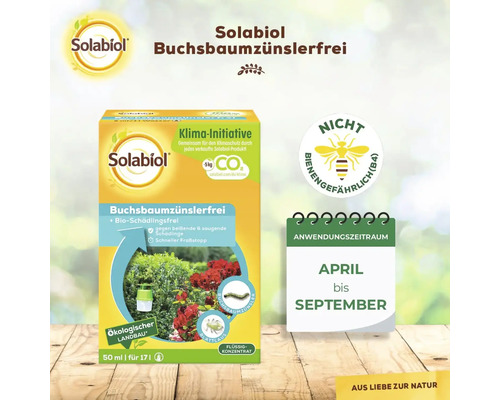 Solabiol Buchsbaumzünslerfrei Schädlingsbekämpfungsmittel Produktverpackung