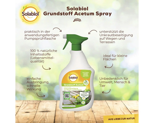 Solabiol Grundstoff Acetum Spray zur Unkrautbeseitigung in anwendungsfertiger Sprühflasche