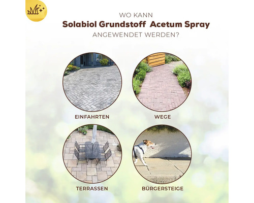 Anwendungsbereiche für Solabiol Grundstoff Acetum Spray: Einfahrten, Wege, Terrassen und Bürgersteige.