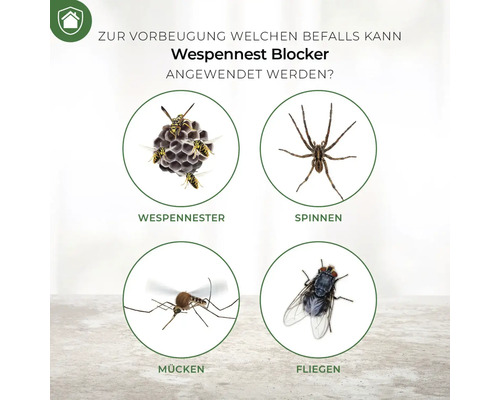 Anwendungsbereiche Wespennest Blocker: Wespen, Spinnen, Mücken, Fliegen