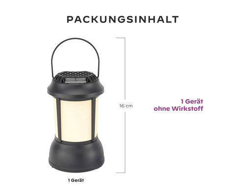 Schwarze Laterne mit einer Höhe von 16 Zentimetern. Packungsinhalt: ein Gerät.