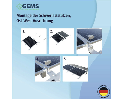 Anleitung zur Montage von Schwerlaststützen mit Ost-West Ausrichtung für Solarmodule