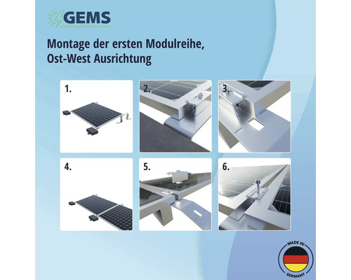 Anleitung zur Installation der ersten Modulreihe mit Ost-West-Ausrichtung für Solaranlagen