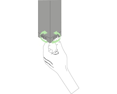 Illustration einer drehenden Bewegung an einem Bauelement