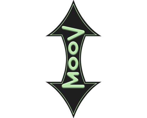 Voom Schriftzug in Pfeilform