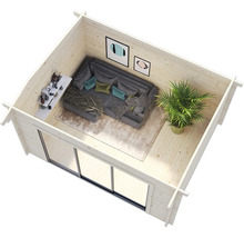 Gartenhaus Palmako Ines 11,1 m² Slide Plus inkl. Fußboden 434 x 379 cm weiß-anthrazit