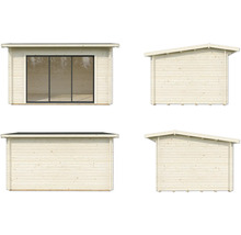 Gartenhaus Palmako Ines 11,1 m² Slide Plus inkl. Fußboden 434 x 379 cm weiß-anthrazit
