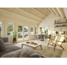 Gartenhaus Palmako Claudia 19,4 m² inkl. Fußboden 574 x 424 cm hellgrau-weiß